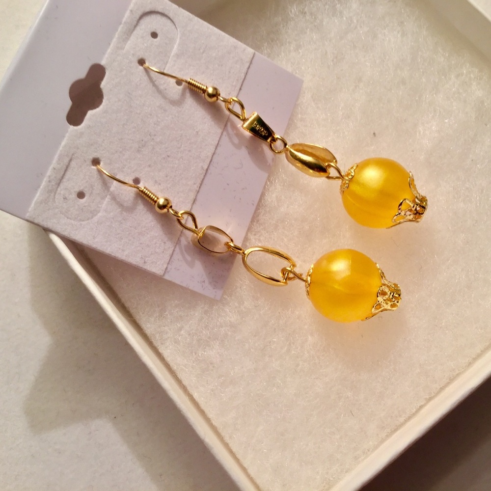 18K Gold Plated Elegant Orange Earrings